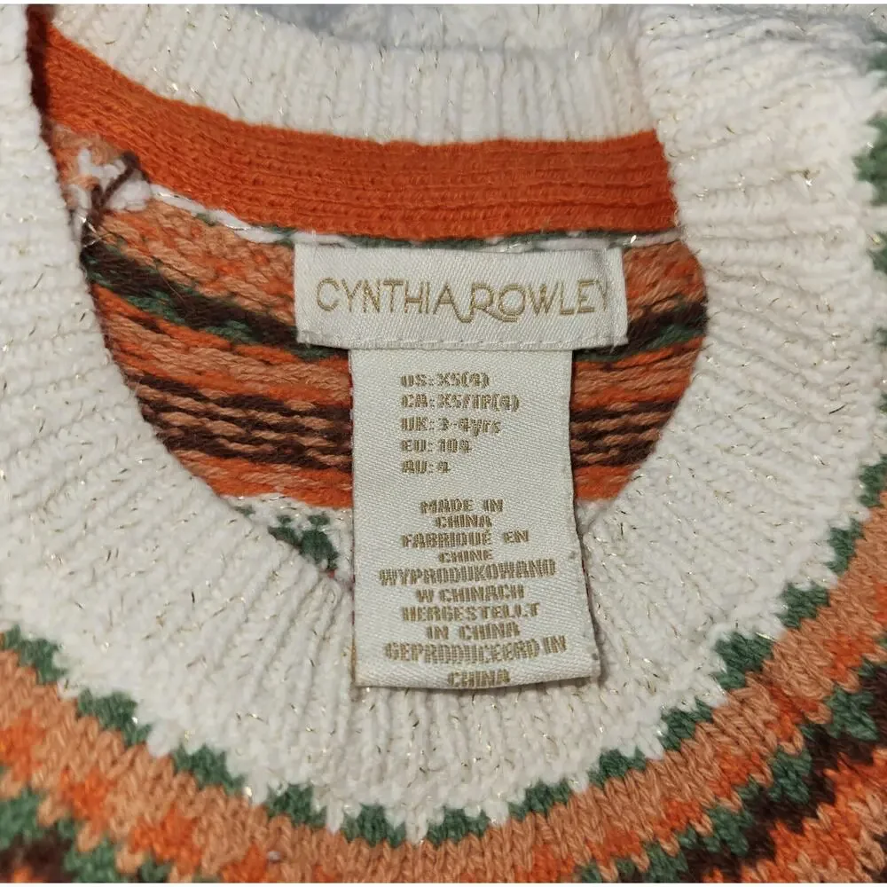 Cynthia Rowley Girls Pumpkin Fall Autumn Thanksgiving Sweater XS 4